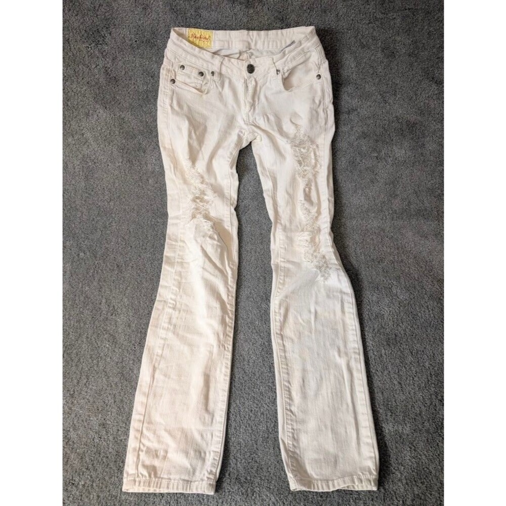 Machine White Distressed Skinny Jeans Women’s Size 5 Ripped Casual Denim Pants